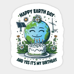 Happy Earth Day It's My Birthday Born On Earth Day 2024 Cute Sticker